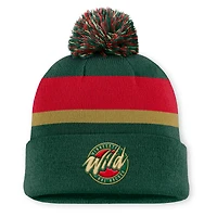 Men's Fanatics  Green Minnesota Wild 25th Anniversary Alternate Authentic Pro Cuffed Pom Knit Hat