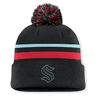 Men's Fanatics Black Seattle Kraken Authentic Pro Alt Jersey Cuffed Knit Hat with Pom