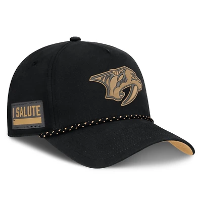 Men's Fanatics  Black Nashville Predators Military Appreciation Authentic Pro A-Frame Adjustable Hat