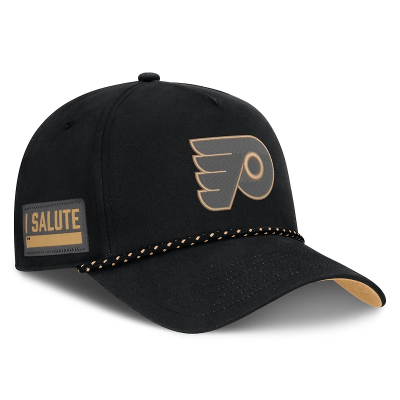 Men's Fanatics Black Philadelphia Flyers Military Appreciation Authentic Pro A-Frame Adjustable Hat