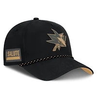 Men's Fanatics  Black San Jose Sharks Military Appreciation Authentic Pro A-Frame Adjustable Hat