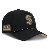 Men's Fanatics  Black Seattle Kraken Military Appreciation Authentic Pro A-Frame Adjustable Hat