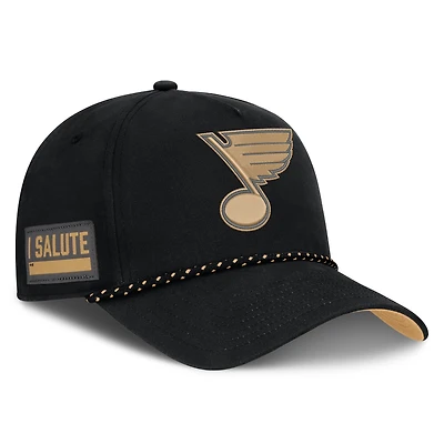 Men's Fanatics  Black St. Louis Blues Military Appreciation Authentic Pro A-Frame Adjustable Hat