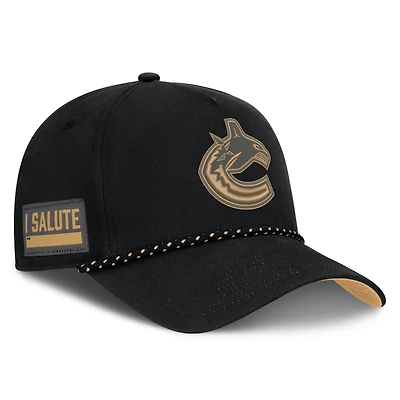 Men's Fanatics  Black Vancouver Canucks Military Appreciation Authentic Pro A-Frame Adjustable Hat