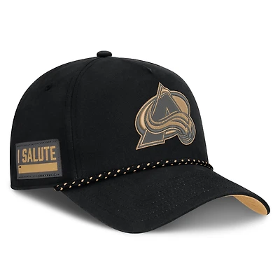 Men's Fanatics  Black Colorado Avalanche Military Appreciation Authentic Pro A-Frame Adjustable Hat