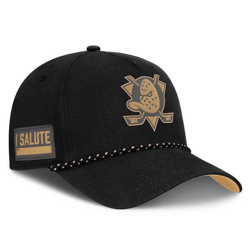 Men's Fanatics Black Anaheim Ducks Military Appreciation Authentic Pro A-Frame Adjustable Hat
