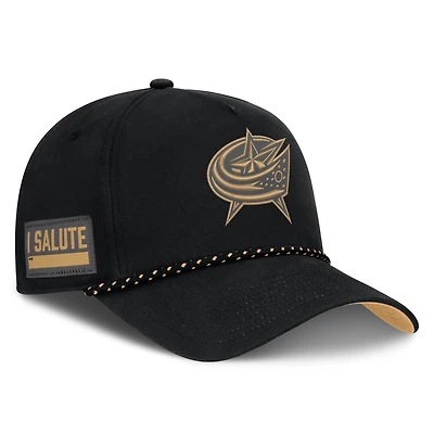 Men's Fanatics  Black Columbus Blue Jackets Military Appreciation Authentic Pro A-Frame Adjustable Hat