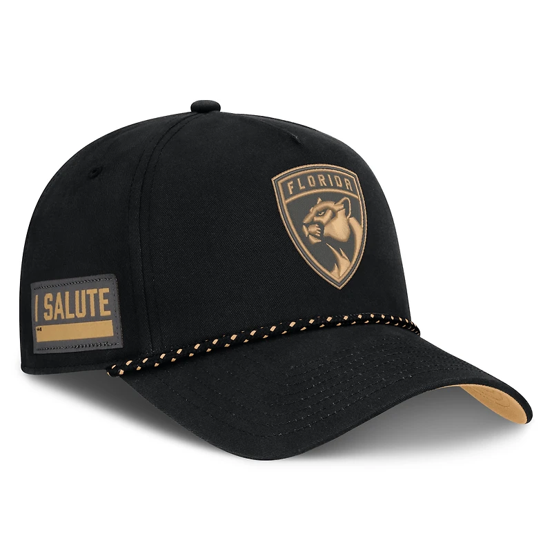 Men's Fanatics Black Florida Panthers Military Appreciation Authentic Pro A-Frame Adjustable Hat