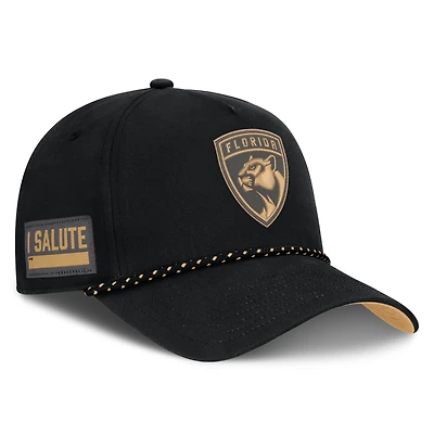 Men's Fanatics  Black Florida Panthers Military Appreciation Authentic Pro A-Frame Adjustable Hat