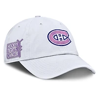 Men's Fanatics  White Montreal Canadiens Authentic Pro Hockey Fights Cancer Adjustable Hat
