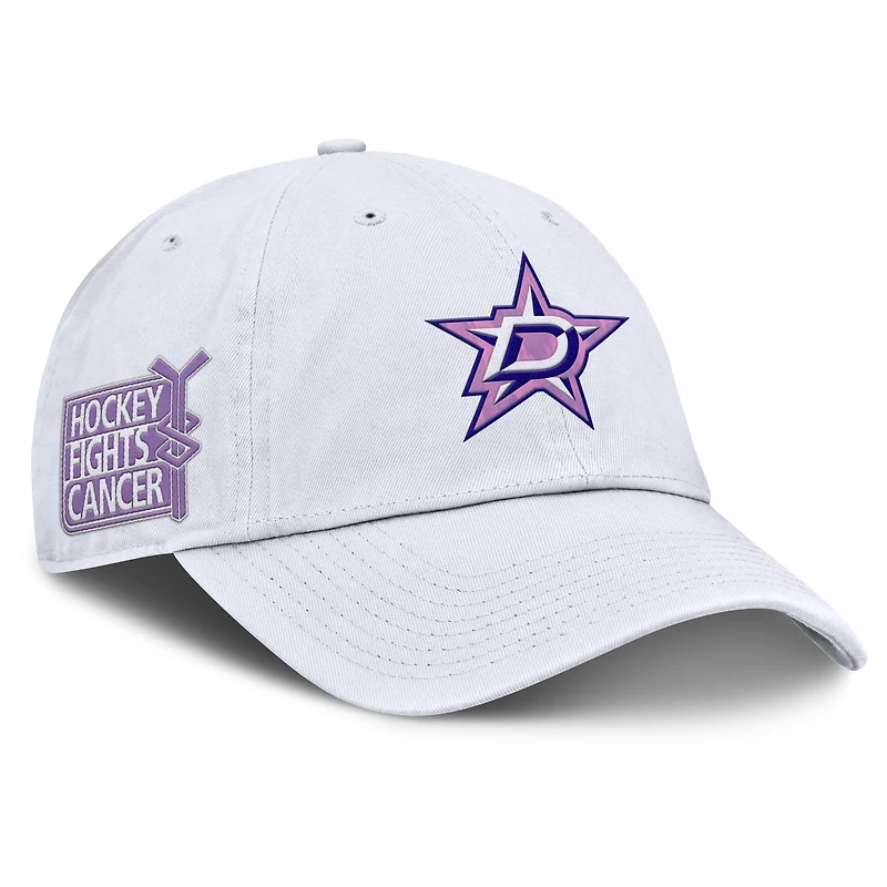 Men's Fanatics  White Dallas Stars Authentic Pro Hockey Fights Cancer Adjustable Hat