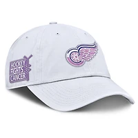 Men's Fanatics  White Detroit Red Wings Authentic Pro Hockey Fights Cancer Adjustable Hat