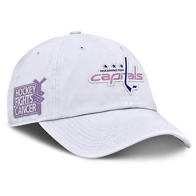 Men's Fanatics  White Washington Capitals Authentic Pro Hockey Fights Cancer Adjustable Hat