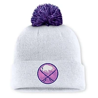Men's Fanatics  White Buffalo Sabres Authentic Pro Hockey Fights Cancer Cuffed Knit Hat with Pom