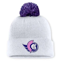 Men's Fanatics  White Ottawa Senators Authentic Pro Hockey Fights Cancer Cuffed Knit Hat with Pom