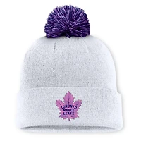 Men's Fanatics  White Toronto Maple Leafs Authentic Pro Hockey Fights Cancer Cuffed Knit Hat with Pom