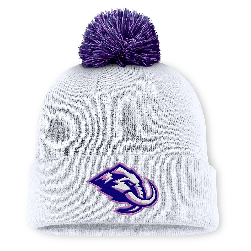 Men's Fanatics  White Utah Mammoth Authentic Pro Hockey Fights Cancer Cuffed Knit Hat with Pom