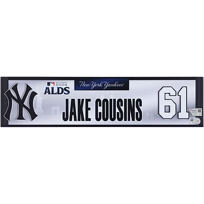 Jake Cousins New York Yankees Player-Issued #61 White Nameplate from the 2024 ALDS vs. Kansas City Royals