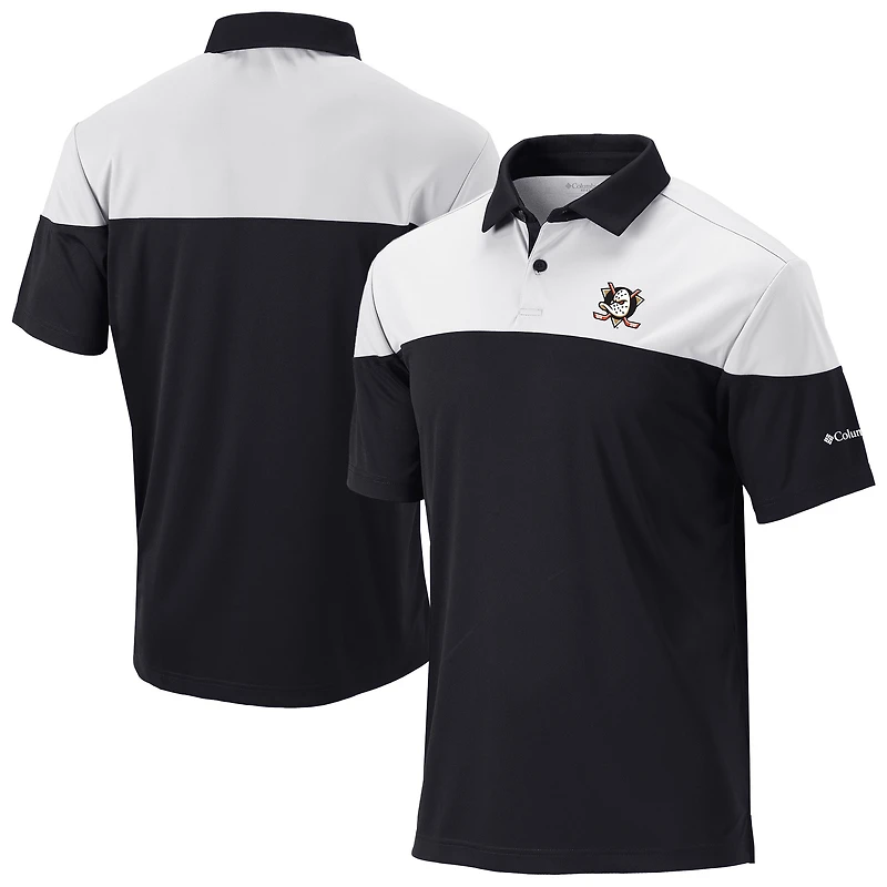 Men's Columbia Black/White Anaheim Ducks Best Ball Omni-Wick Polo