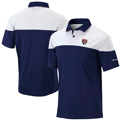 Men's Columbia Navy/White Florida Panthers Best Ball Omni-Wick Polo
