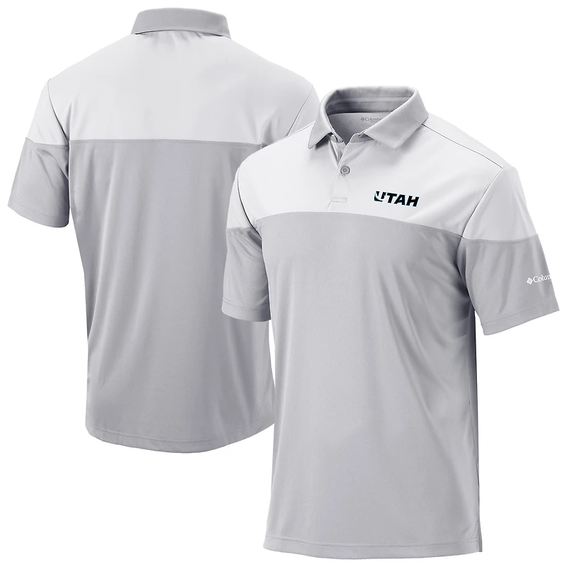 Men's Columbia Gray/White Utah Mammoth Best Ball Omni-Wick Polo