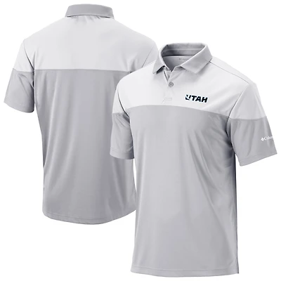 Men's Columbia Gray/White Utah Mammoth Best Ball Omni-Wick Polo