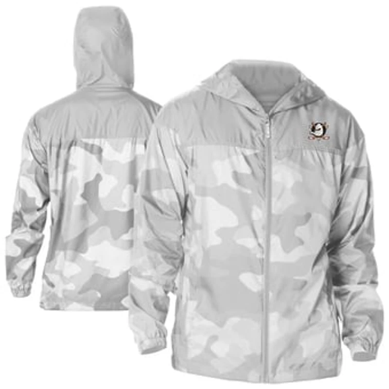 Men's Columbia Gray Anaheim Ducks Camo Flash Challenger Omni-Shade Full-Zip Hoodie Windbreaker