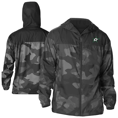 Men's Columbia Black Dallas Stars Camo Flash Challenger Omni-Shade Full-Zip Hoodie Windbreaker