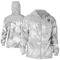 Men's Columbia White Florida Panthers Camo Flash Challenger Omni-Shade Full-Zip Hoodie Windbreaker