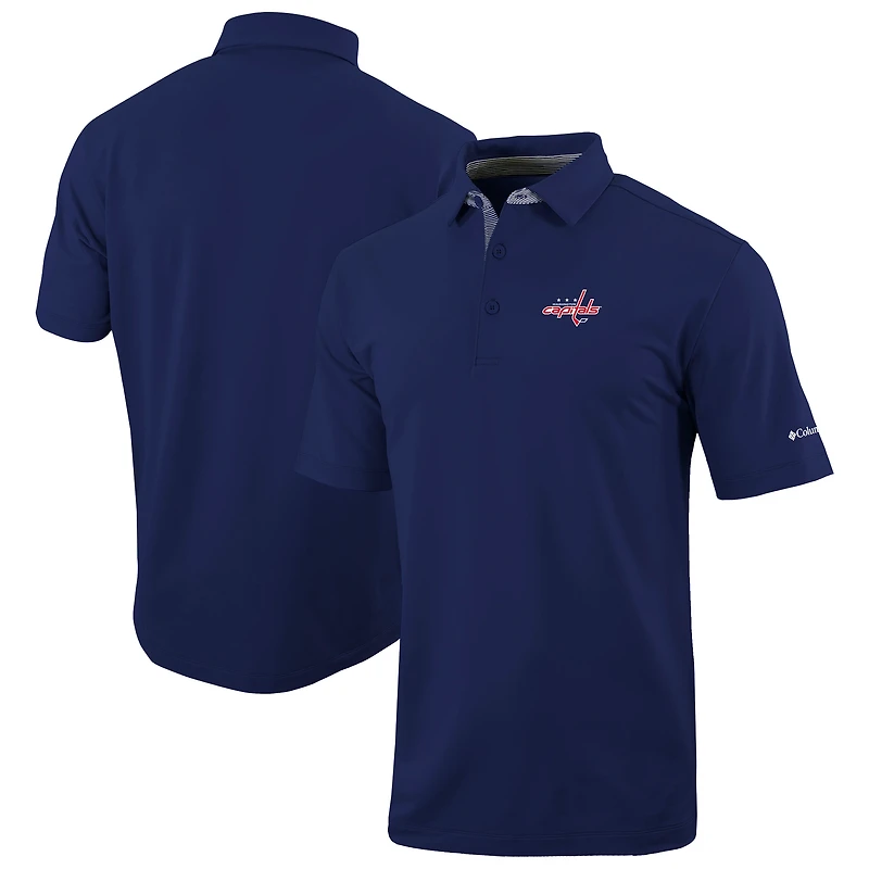 Men's Columbia Navy Washington Capitals Even Lie Omni-Wick Polo