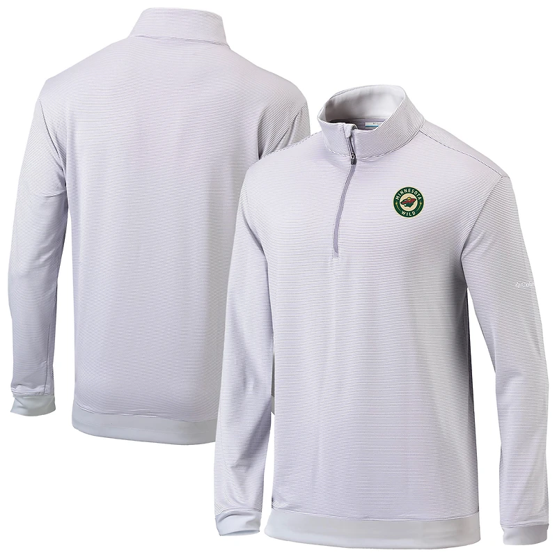 Men's Columbia Gray Minnesota Wild Even Lie Omni-Wick Quarter-Zip Top