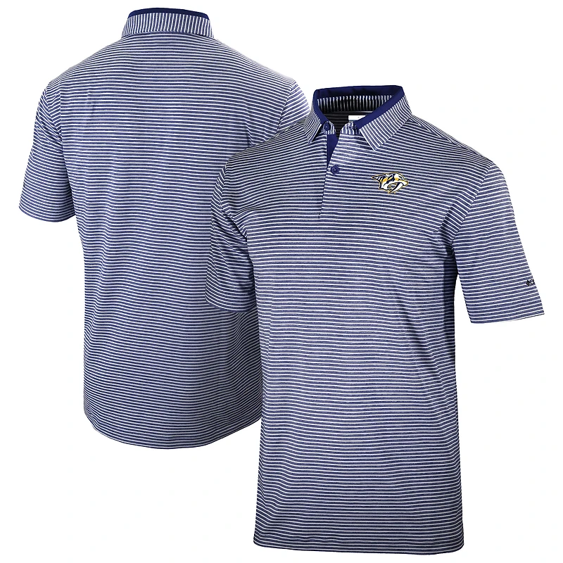 Men's Columbia Navy Nashville Predators Golden Hills Omni-Wick Polo