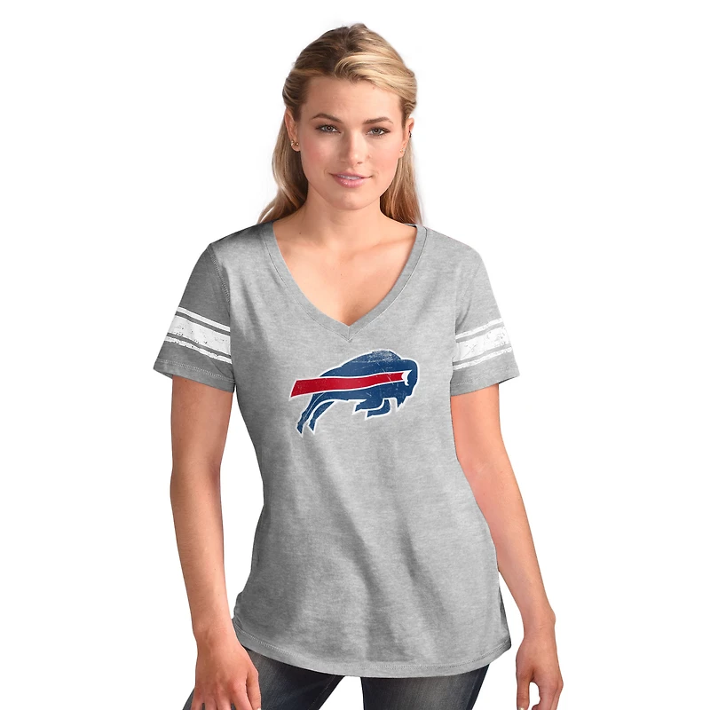 Women's G-III 4Her by Carl Banks  Heather Gray Buffalo Bills First Pick Distressed V-Neck T-Shirt