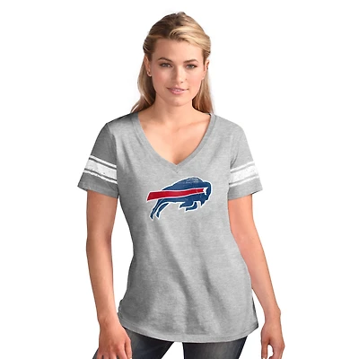 Women's G-III 4Her by Carl Banks  Heather Gray Buffalo Bills First Pick Distressed V-Neck T-Shirt