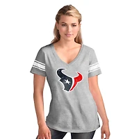 Women's G-III 4Her by Carl Banks  Heather Gray Houston Texans First Pick Distressed V-Neck T-Shirt