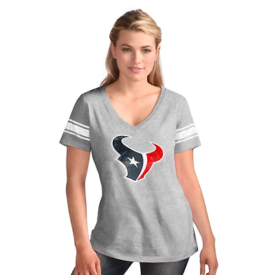 Women's G-III 4Her by Carl Banks  Heather Gray Houston Texans First Pick Distressed V-Neck T-Shirt