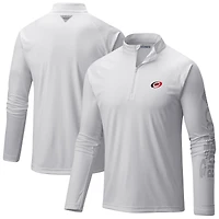 Men's Columbia  White Carolina Hurricanes Terminal Tackle Omni-Wick Raglan Quarter-Zip Top