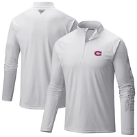 Men's Columbia  White Montreal Canadiens Terminal Tackle Omni-Wick Raglan Quarter-Zip Top