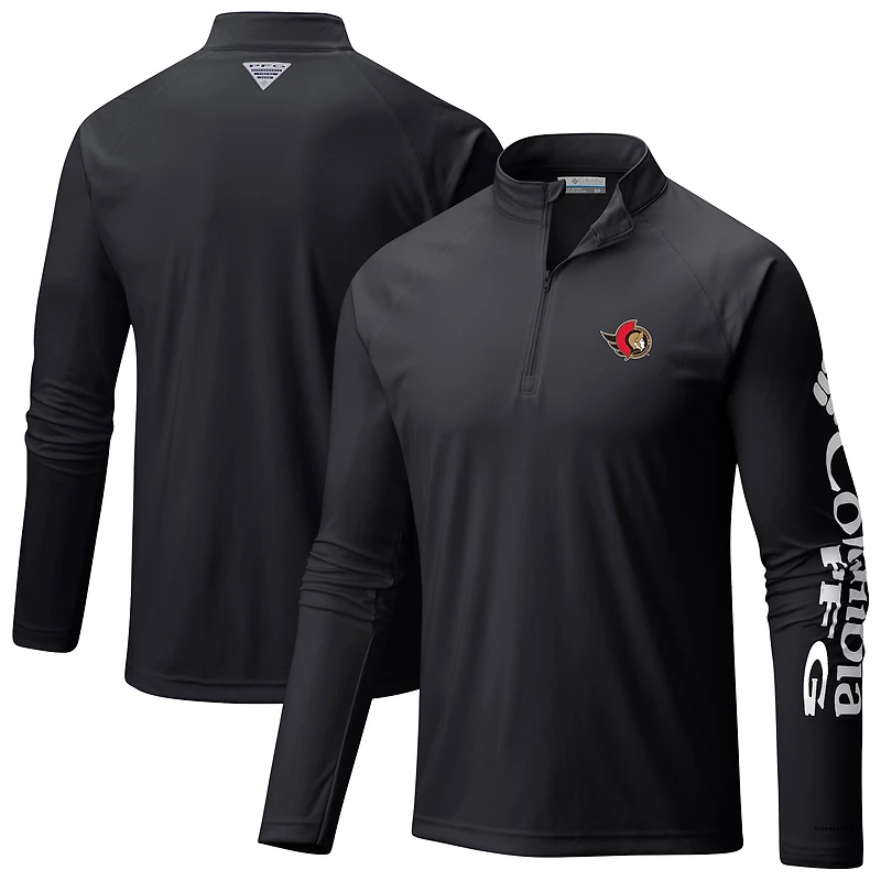 Men's Columbia  Black Ottawa Senators Terminal Tackle Omni-Wick Raglan Quarter-Zip Top