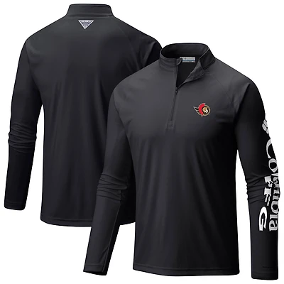 Men's Columbia  Black Ottawa Senators Terminal Tackle Omni-Wick Raglan Quarter-Zip Top