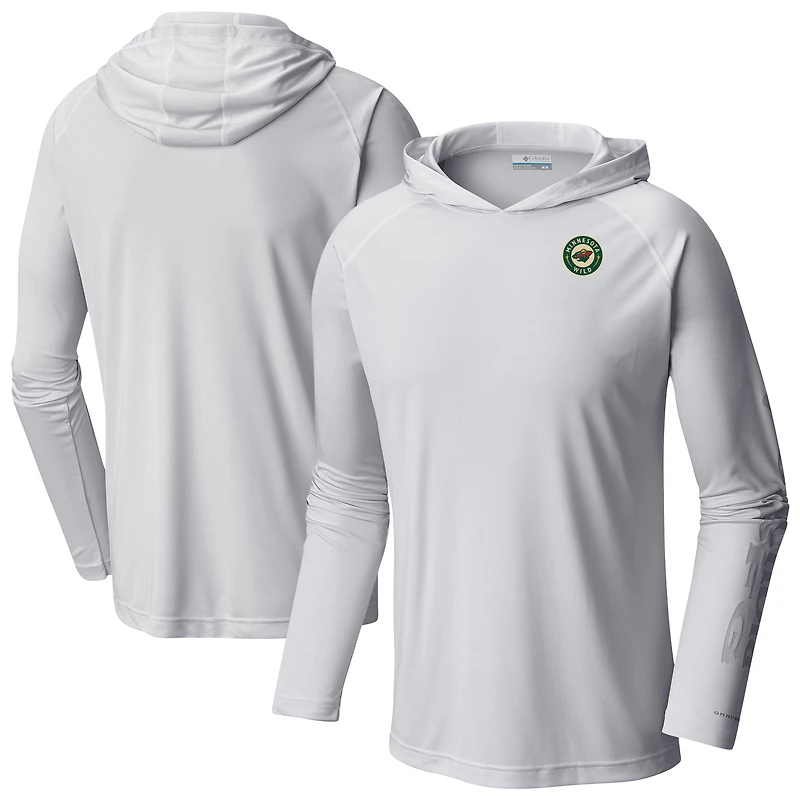 Men's Columbia  White Minnesota Wild Terminal Tackle Omni-Shade Raglan Pullover Hoodie