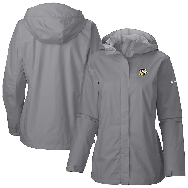 Women's Columbia  Gray Pittsburgh Penguins Arcadia Omni-Tech Full-Zip Hooded Rain Jacket