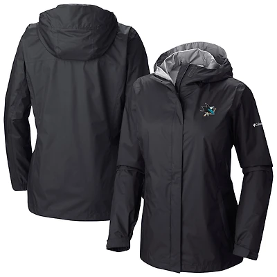 Women's Columbia  Black San Jose Sharks Arcadia Omni-Tech Full-Zip Hooded Rain Jacket