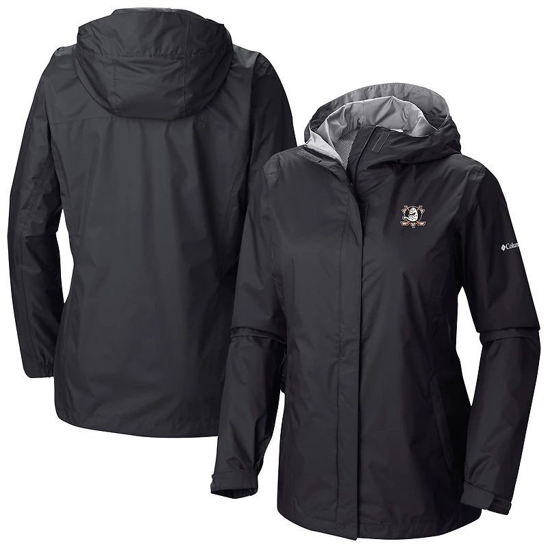 Women's Columbia  Black Anaheim Ducks Arcadia Omni-Tech Full-Zip Hooded Rain Jacket