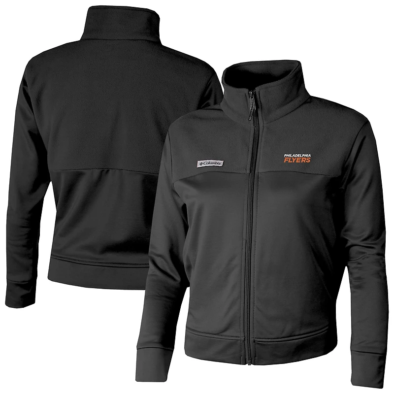 Women's Columbia  Black Philadelphia Flyers Omni-Wick Cropped River Fleece Full-Zip Jacket
