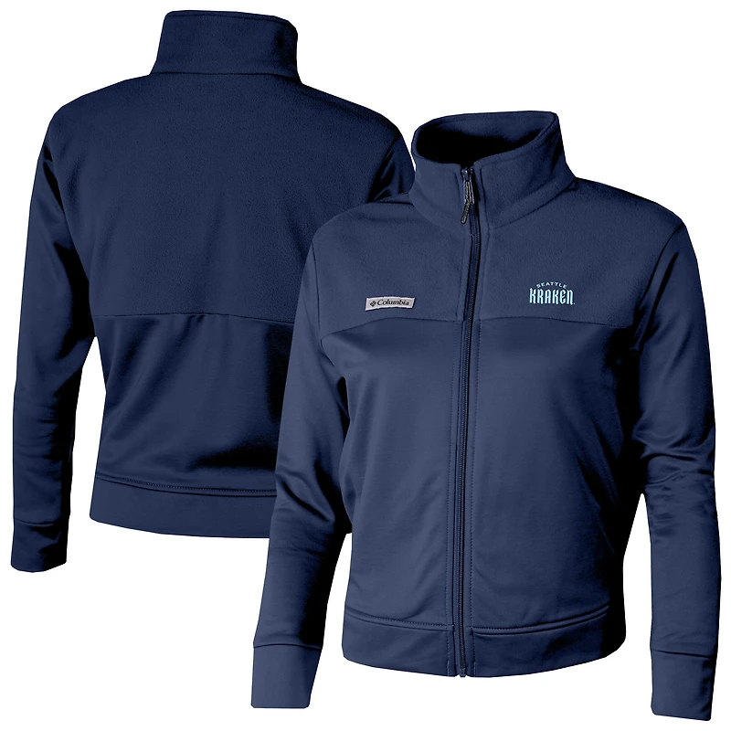 Women's Columbia Navy Seattle Kraken Omni-Wick Cropped River Fleece Full-Zip Jacket