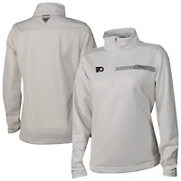 Women's Columbia  White Philadelphia Flyers Skiff Guide Fleece Omni-Shade Quarter-Zip Jacket
