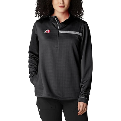 Women's Columbia  Black Carolina Hurricanes Skiff Guide Fleece Omni-Shade Quarter-Zip Jacket