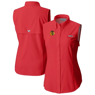 Women's Columbia Chicago Blackhawks Tamiami Omni-Shade Sleeveless Button-Up Shirt