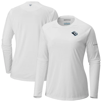 Women's Columbia White Utah Mammoth Omni-Shade Tidal Tee II Raglan Long Sleeve T-Shirt